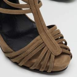 Pierre Hardy Brown Suede Strappy Platform Sandals Size 38