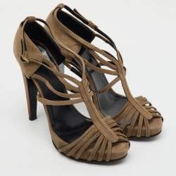 Pierre Hardy Brown Suede Strappy Platform Sandals Size 38
