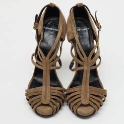 Pierre Hardy Brown Suede Strappy Platform Sandals Size 38
