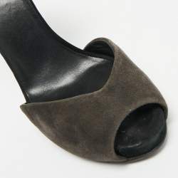 Pre Owned PIERRE HARDY Black Glitter and Suede Peep Toe Ankle Strap Sandals Size 39.5