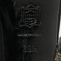 Pre Owned PIERRE HARDY Black Glitter and Suede Peep Toe Ankle Strap Sandals Size 39.5