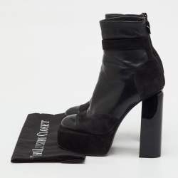 Pre Owned Pierre Hardy Black Leather and  Suede Platform Ankle Length Booties Size 37