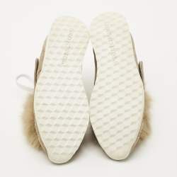 Pre Owned Pierre Hardy Brown Rabbit Fur and Suede Low Top Sneakers Size 37