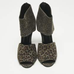 Pre Owned Pierre Hardy Multicolor Leopard Print Suede Ankle Strap Sandals Size 40