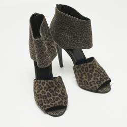 Pre Owned Pierre Hardy Multicolor Leopard Print Suede Ankle Strap Sandals Size 40