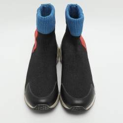 مملوكة مسبقًا PIERRE HARDY Size 37 Tri-Color Shimmering Stretch Fabric Sock Sneakers