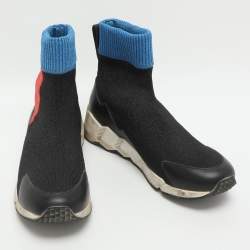 مملوكة مسبقًا PIERRE HARDY Size 37 Tri-Color Shimmering Stretch Fabric Sock Sneakers