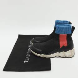 مملوكة مسبقًا PIERRE HARDY Size 37 Tri-Color Shimmering Stretch Fabric Sock Sneakers