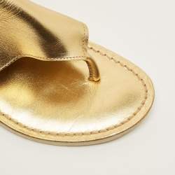 Pre Owned بوت بطول الكاحل جلد ذهبي من بيير هاردي برباط مقاس 39