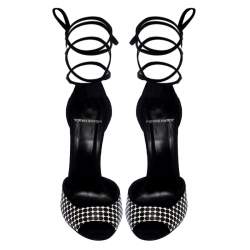  Pierre Hardy Black/White Leather Lola Dot D' Orsay Ankle Wrap Sandals Size 38