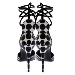  Pierre Hardy Black/White Leather Lola Dot D' Orsay Ankle Wrap Sandals Size 38