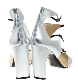 Pierre Hardy Metallic Silver/Gold Cut Out Leather Lula Sandals Size 42