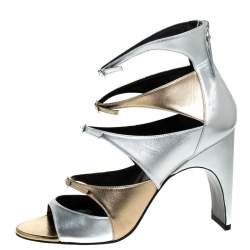 Pierre Hardy Metallic Silver/Gold Cut Out Leather Lula Sandals Size 42