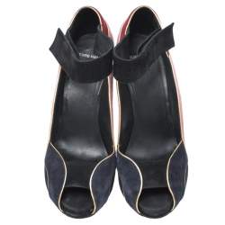 Pierre Hardy Multicolor Suede Ankle Strap Wedge Peep Toe Sandals Size 40