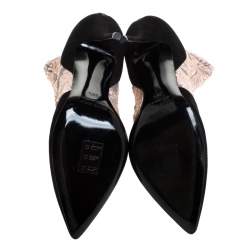 Pierre Hardy Black/Metallic Peach Fabric and Suede Dolly Pointed Toe Ankle Boots  Size 38.5