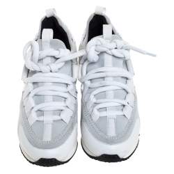 Pierre Hardy White/Grey Neoprene And Leather Lace Up Sneaker Size 36