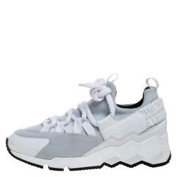 Pierre Hardy White/Grey Neoprene And Leather Lace Up Sneaker Size 36