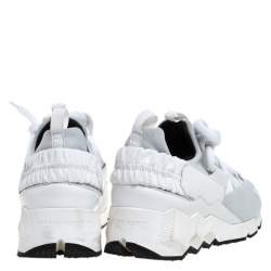Pierre Hardy White/Grey Neoprene And Leather Lace Up Sneaker Size 36