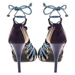 Pierre Hardy Multicolor Suede and Printed Leather Cut Out Booties Size 37