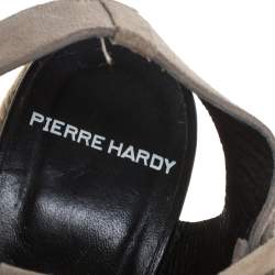   PIERRE HARDY Grey Suede Ankle Strap Espadrille Platform Wedge Sandals Size 40