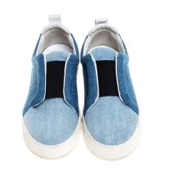 Pierre Hardy Blue Denim Slip On Sneakers Size 37