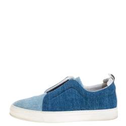 Pierre Hardy Blue Denim Slip On Sneakers Size 37