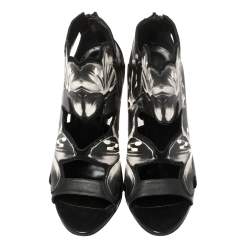Pierre Hardy Black Lily Print Leather Booties Size 38.5