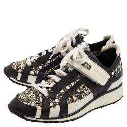 Pierre Hardy Monochrome Leather And Printed Python Low Top Sneakers Size 39