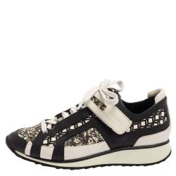 Pierre Hardy Monochrome Leather And Printed Python Low Top Sneakers Size 39