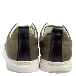 Pre Owned Pierre Hardy Olive Green Satin Slip On Sneakers Size 40