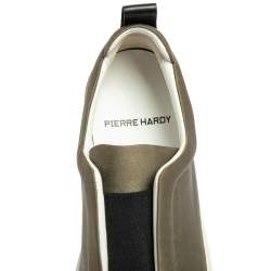 Pre Owned Pierre Hardy Olive Green Satin Slip On Sneakers Size 40