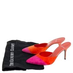 Pierre Hardy Pink/Orange Suede Kelly Mules Size 36
