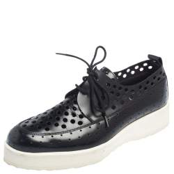Pierre Hardy Black Perforated Leather Lace Platform Derby Size 38 