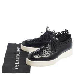 Pierre Hardy Black Perforated Leather Lace Platform Derby Size 38 