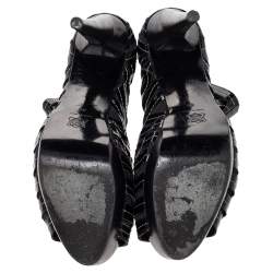 Pierre Hardy Black Leather Gladiator Peep Toe Booties Size 39