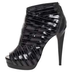 Pierre Hardy Black Leather Gladiator Peep Toe Booties Size 39