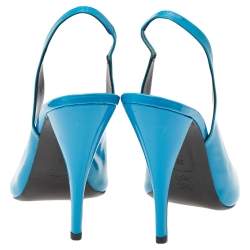 Pre Owned Pierre Hardy Blue Patent Leather Peep Toe Slingback Sandals Size 39