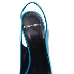 Pre Owned Pierre Hardy Blue Patent Leather Peep Toe Slingback Sandals Size 39
