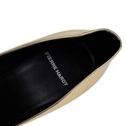 Pierre Hardy Metallic Gold Leather Embellished Peep Toe Pumps Size 39