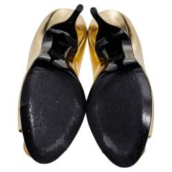 Pierre Hardy Metallic Gold Leather Embellished Peep Toe Pumps Size 39