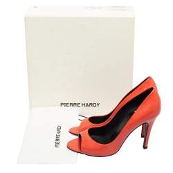Pre Owned Pierre Hardy Coral Pink Patent Leather Peep-Toe Pumps Size 36.5