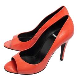 Pre Owned Pierre Hardy Coral Pink Patent Leather Peep-Toe Pumps Size 36.5