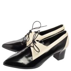 Pierre Hardy Black/white Patent And Leather Loafer Pumps Size 38