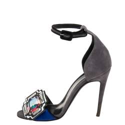 Pierre Hardy Grey/Blue Suede Mega Gem Sandals Size 38