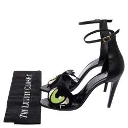 Pre Owned Pierre Hardy Black Leather Eye Detail Ankle Strap Sandals Size 41