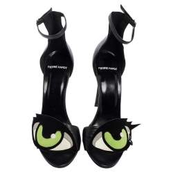 Pre Owned Pierre Hardy Black Leather Eye Detail Ankle Strap Sandals Size 41