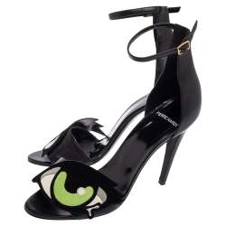 Pre Owned Pierre Hardy Black Leather Eye Detail Ankle Strap Sandals Size 41