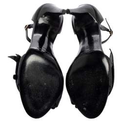 Pre Owned Pierre Hardy Black Leather Eye Detail Ankle Strap Sandals Size 41