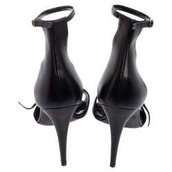 Pre Owned Pierre Hardy Black Leather Eye Detail Ankle Strap Sandals Size 41