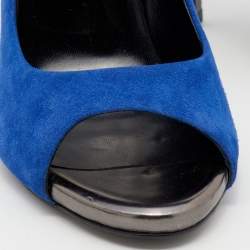Pierre Hardy Blue Suede Open Toe Pumps Size 39